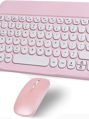 Wireless Bluetooth Keyboard and Mouse Combo Pink Portable